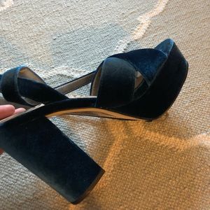 Sam Edelman blue velvet platform heel
